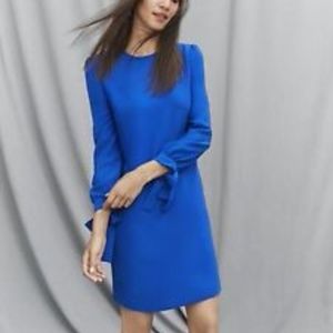 Royal Blue Banana Republic Tie-Sleeve Shift Dress